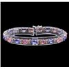 Image 1 : 14KT White Gold 6.30 ctw Sapphire, Tanzanite and Diamond Bracelet