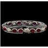 Image 2 : 13.02 ctw Ruby and Diamond Bracelet - 18KT White Gold