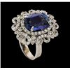 Image 4 : 6.08 ctw Tanzanite and Diamond Ring - 14KT White Gold