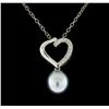 Image 2 : Pearl and Diamond Pendant With Chain - 14KT White Gold