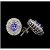 Image 2 : 14KT White Gold 1.40 ctw Tanzanite and Diamond Earrings