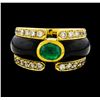 Image 2 : 0.86 ctw Emerald and Diamond Ring - 18KT Yellow Gold