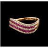 Image 2 : 0.80 ctw Ruby and Diamond Ring - 14KT Rose Gold