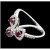 Image 1 : 0.34 ctw Ruby and Diamond Ring - 14KT White Gold