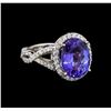 Image 1 : 14KT White Gold 5.12 ctw Tanzanite and Diamond Ring