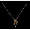 Image 1 : 1.00 ctw Citrine Quartz and Diamond Pendant With Chain - 14KT Rose Gold