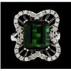 Image 2 : 6.82 ctw Tourmaline and Diamond Ring - 14KT White Gold