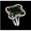 Image 4 : 6.82 ctw Tourmaline and Diamond Ring - 14KT White Gold