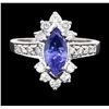 Image 2 : 14KT White Gold 1.34 ctw Tanzanite and Diamond Ring