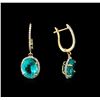 Image 2 : 7.95 ctw Apatite and Diamond Earrings - 14KT Yellow Gold