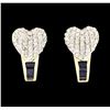 Image 1 : 0.20 ctw Sapphire and Diamond Heart Earrings - 14KT Yellow Gold