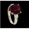 Image 4 : 3.56 ctw Pink Tourmaline and Diamond Ring - Platinum