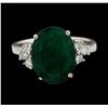 Image 2 : 4.36 ctw Emerald and Diamond Ring - 14KT White Gold