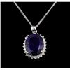 Image 2 : 13.79 ctw Sapphire and Diamond Pendant With Chain - 14KT White Gold