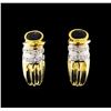 Image 1 : 1.00 ctw Sapphire and Diamond Earrings - 18KT Yellow and White Gold