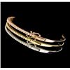 Image 2 : 2.70 ctw Diamond Bangle Bracelets - 14KT Tri Color Gold