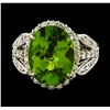 Image 2 : 6.64 ctw Peridot and Diamond Ring - Platinum