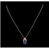 Image 1 : 3.52 ctw Tanzanite and Diamond Pendant With Chain - 14KT Rose Gold