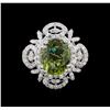 Image 2 : GIA Cert 4.88 ctw Green Sapphire and Diamond Ring - Platinum