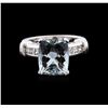 Image 2 : 14KT White Gold 4.93 ctw Aquamarine and Diamond Ring