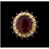 Image 2 : 24.22 ctw Ruby and Diamond Ring - 14KT Yellow Gold