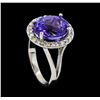 Image 4 : 4.65 ctw Tanzanite and Diamond Ring - 14KT White Gold