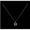 Image 2 : 3.20 ctw Tanzanite and Diamond Pendant With Chain - 14KT Rose Gold