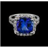 Image 2 : 5.64 ctw Tanzanite and Diamond Ring - 14KT White Gold