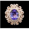 Image 2 : 3.92 ctw Tanzanite and Diamond Ring - 14KT Rose Gold