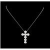 Image 1 : 3.79 ctw Diamond Cross Pendant with Chain - 14KT White Gold