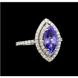 14KT White Gold 1.64 ctw Tanzanite and Diamond Ring