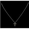 Image 1 : 1.16 ctw Diamond Cross Pendant With Chain - 14KT White Gold
