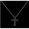 Image 2 : 1.16 ctw Diamond Cross Pendant With Chain - 14KT White Gold