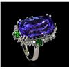 Image 4 : 14.43 ctw Tanzanite, Tsavorite, and Diamond Ring - 14KT White Gold