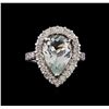 Image 2 : 4.67 ctw Aquamarine and Diamond Ring - 14KT White Gold