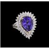 Image 1 : 14KT White and Yellow Gold 6.89 ctw Tanzanite and Diamond Ring