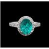 Image 2 : 3.14 ctw Apatite and Diamond Ring - 14KT White Gold
