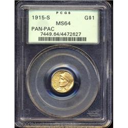 1915-S G$1 Panama-Pacific Gold Dollar MS64 PCGS.