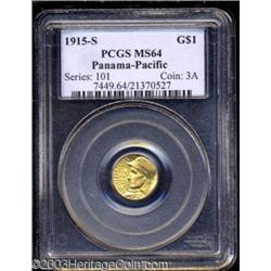 1915-S G$1 Panama-Pacific Gold Dollar MS64 PCGS.