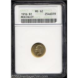 1916 G$1 McKinley MS62 ANACS.