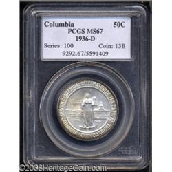 1936-D 50C Columbia MS67 PCGS.