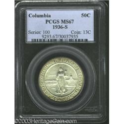 1936-S 50C Columbia MS67 PCGS.