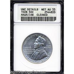 1928 50C Hawaiian--Cleaned--ANACS. Unc Details, Net AU55.