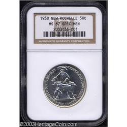 1938 50C New Rochelle MS67 Specimen NGC.