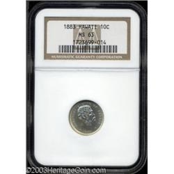 1883 10C Hawaii Ten Cents MS63 NGC.