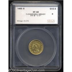 1865-S $2 1/2 Quarter Eagle XF40 Cleaned, Reverse Greasy Die at 2D, SEGS (XF40 Repaired Cleaned).