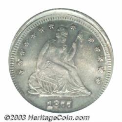 1877-S 25C Quarter--Struck 5% Off Center--MS64 PCGS.