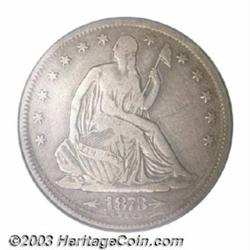1873-CC 50C Arrows Half Dollar--Double Struck in Collar--Fine 12 PCGS.