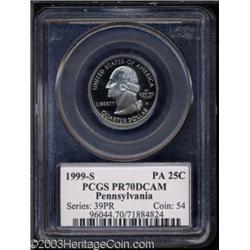 1999-S 25C Pennsylvania Clad PR70 Deep Cameo PCGS.