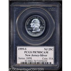1999-S 25C New Jersey Silver PR70 Deep Cameo PCGS.